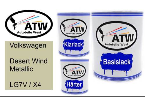 Volkswagen, Desert Wind Metallic, LG7V / X4: 1L Lackdose + 1L Klarlack + 500ml Härter - Set, von ATW Autoteile West.